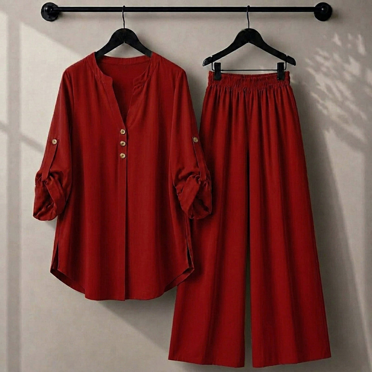 Alenza Western Shirt Style 2-Pcs Stitched Co-Ord Set ! Premium Quality ! Soft Flowy