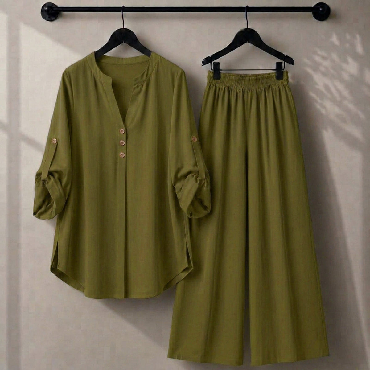 Alenza Western Shirt Style 2-Pcs Stitched Co-Ord Set ! Premium Quality ! Soft Flowy