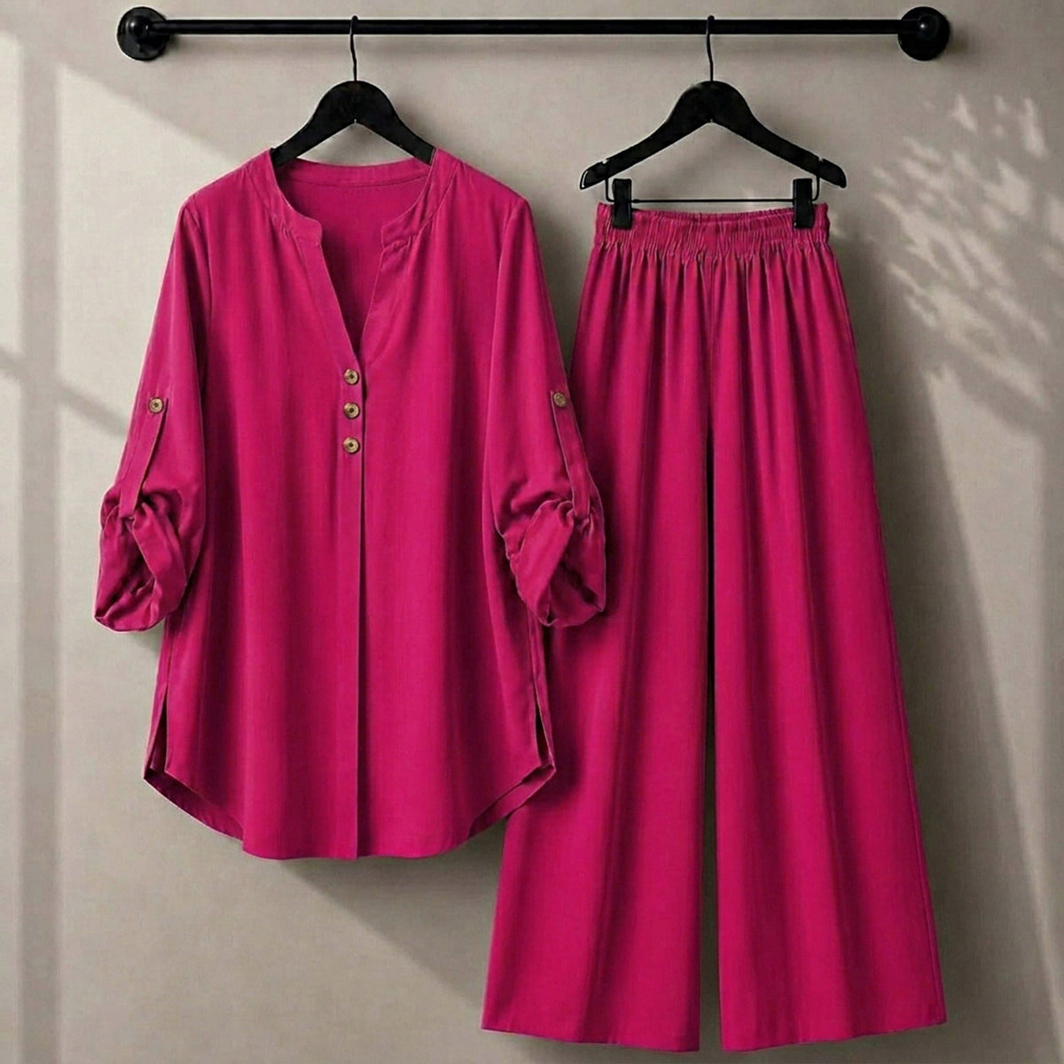 Alenza Western Shirt Style 2-Pcs Stitched Co-Ord Set ! Soft Flowy ! Premium Quality !