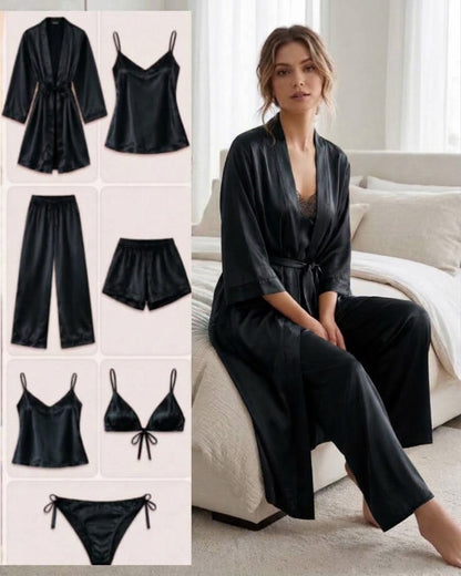 Imported Silk 7-Piece Luxury Nightwear Set – Bridal & Honeymoon Collection