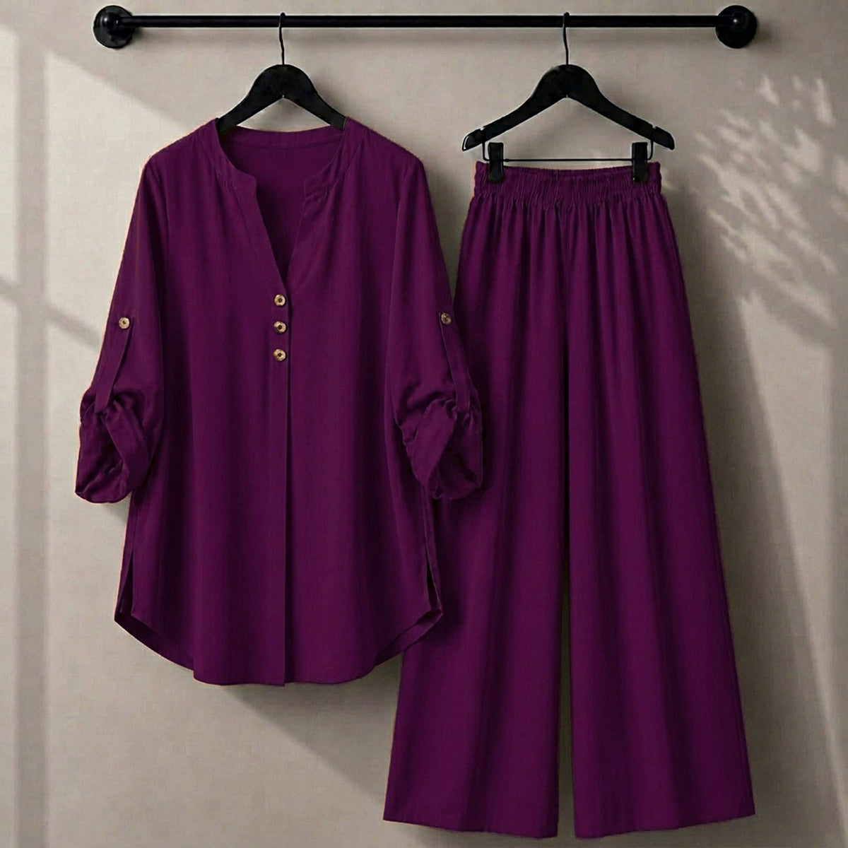 Alenza Western Shirt Style 2-Pcs Stitched Co-Ord Set ! Soft Flowy ! Premium Quality !