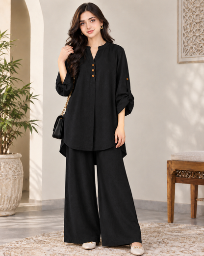 Alenza Western Shirt Style 2-Pcs Stitched Co-Ord Set ! Premium Quality ! Soft Flowy