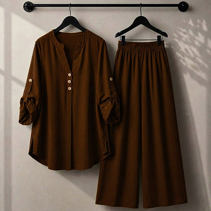 Alenza Western Shirt Style 2-Pcs Stitched Co-Ord Set ! Soft Flowy ! Premium Quality !